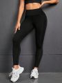 Yoga Basic Wide Waistband Ruched Sports Leggings