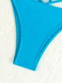 SHEIN Swim Basics Solid Color Swimsuit Bottoms With Knot Detail