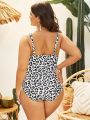 SHEIN Swim Vcay Plus Size Leopard Print One-Piece Swimsuit