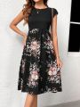 EMERY ROSE Batwing Sleeve Floral Print Dress