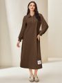 SHEIN Mulvari Ladies' Solid Color Turn-down Collar Shirt Dress