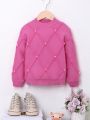 SHEIN Young Girl Pearls Beaded Drop Shoulder Sweater