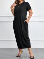 SHEIN CURVE+ Plus Size Women's T-Shirt Dress With Pockets