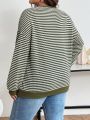 Ladies' Dropped Shoulder Sweatshirt With Wavy Stripes