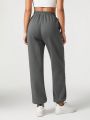 Cold Women's Fleece-lined Elastic Waistband Sweatpants With Letter Print
