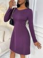 Solid Scoop Neck A-line Dress