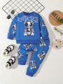 Boys' Autumn Street Fashion Animal Print Hoodie Set