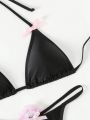 SHEIN Swim BAE Solid Color Halter Triangle Bikini Set