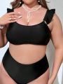 SHEIN Swim Chicsea Plus Size Solid Color Swimwear Top