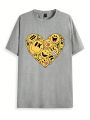 Retro Characters Plus Size Loose Fit Round Neck T-shirt With Emoji Print