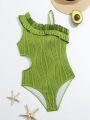 Big Girls' Textured One Shoulder One-Piece Swimsuit