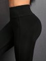 Yoga Basic Wide Waistband Ruched Sports Leggings