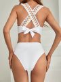 SHEIN DD+ Women'S Cutout One Piece Swimsuit With Weave Strap Detailing