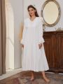 Contrast Lace Flounce Sleeve Ruffle Hem Nightdress