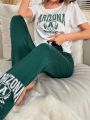 Letter Graphic Tee & Pants PJ Set