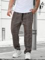 Men Plaid Drawstring Waist Pants