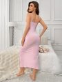 Women'S Solid Color Ribbed Knit Wrap Belted Loungewear Dress