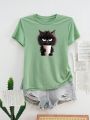 Women's Cat Print Short Sleeve T-Shirt