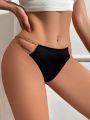 Chain Decoration Hollow Out Thong Pants