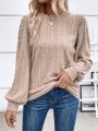 Pearls Beaded Lantern Sleeve Sweatshirt