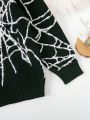 SHEIN Kids HYPEME Young Boys Spider Web Pattern Sweater