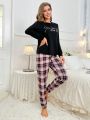 Plaid Patterned Long Sleeve And Pants Homewear