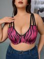 Plus Size Women's Zebra Stripe Multi-Strap Bralette