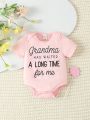 Baby Girl Cute & Fun Letter Print Pink Romper For Spring/Summer