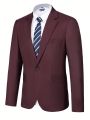 Men's Single Button Suit Jacket With Flap Pocket, No Shirt Included