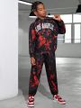 SHEIN Kids HYPEME Tween Boy Letter Graphic Tie Dye Hoodie & Sweatpants