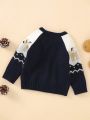 Baby Girls' Cartoon Pattern Drop Shoulder Sweater