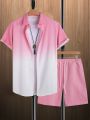 Manfinity Homme Men Ombre Shirt & Drawstring Waist Shorts Without Tee