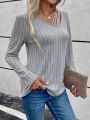 Asymmetrical Neck Ribbed Knit Tee