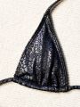SHEIN Swim Y2GLAM Knotted Backless Triangle Bikini Set With Brazilian Bottom