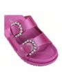 Womens Sandals Adjustable Double Buckle Strap Waterproof EVA Flat Slides
