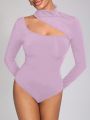 NEW FEMME Turtle Neck Longsleeve Bodysuit With Cut Out