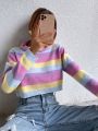 SHEIN Qutie Colorful Striped Casual Women's Sweater