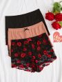 3pcs Bowknot Decorated Pajama Shorts Set