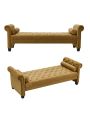 82 Inch End of Bed Bench with 2 Pillows Rolled Armed Ottoman Bench Velvet Bench Button Tufted Sofa Bench Upholstered Bench for Entryway, Living Room and Window