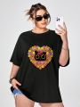 Tobefonseca Plus Size Cartoon Graphic Round Neck Tee