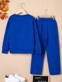 SHEIN Kids EVRYDAY Tween Boy Slogan Graphic Thermal Lined Pullover & Pants