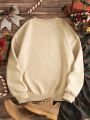 Plus Christmas Print Thermal Lined Sweatshirt