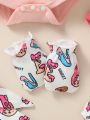 SHEIN Sweet Style Newborn Baby Girl Gift Box Set, Donut Ice Cream Candy Printed Romper And Shorts, Multiple Pieces Cute Casual Daily Wear, Spring Summer