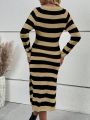 SHEIN Frenchy Striped High-slit Sweater Dress