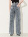 SHEIN Teen Girl Slant Pocket Straight Leg Jeans