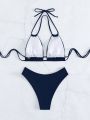 SHEIN Swim Summer Beach Halter Triangle Bikini Set