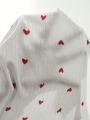Color Block Love Heart Print Pajama Set With Lettuce Trim