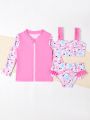 Young Girl Flamingo Print Swimsuit Set