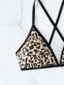 Random Leopard Print Bikini Top