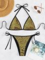 SHEIN Swim SXY Sequin Triangle Thong Bikini Swimsuit